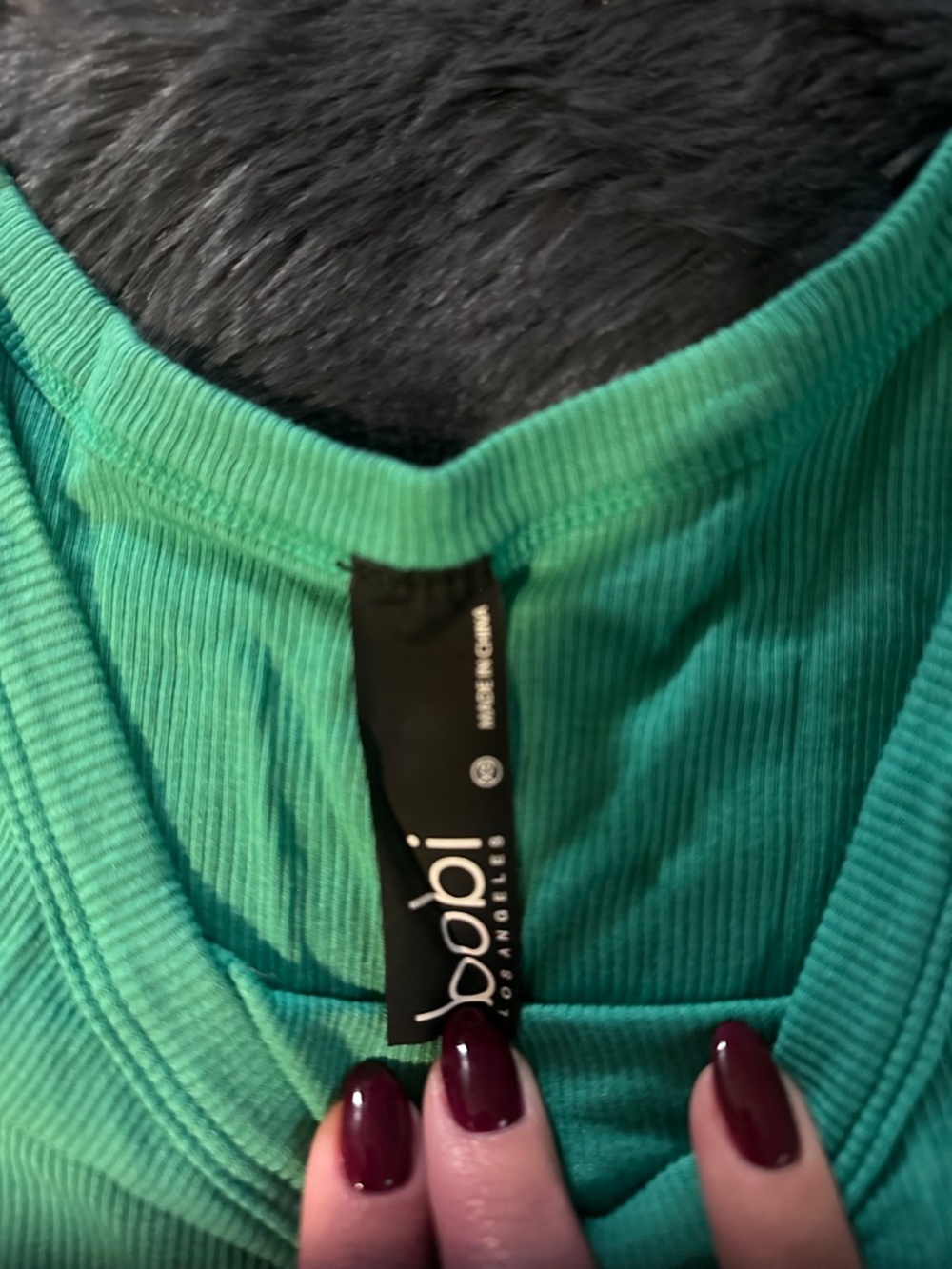 Green Ribbed Scoop Neck Tank - Picture 3 of 4